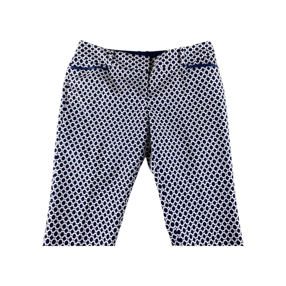 The Limited Geometric Print Ankle Pants Navy White Size 10 Petite - Picture 2 of 7